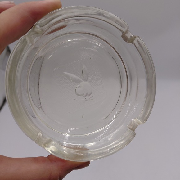 Other - Vtg 70s PLAYBOY Club Bunny Logo ASHTRAY Clear Round Glass 4" Licury Mancave